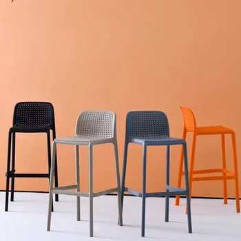 Дизайнерские пластиковые барные стулья для скандинавского маникюра, Черные обеденные стулья High Island Sillas Para Comedor Stuhl Furniture YX50BY